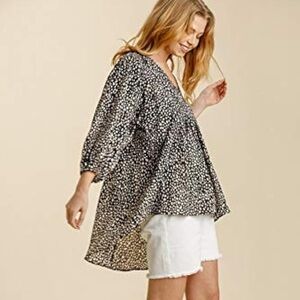 Umgee Cheetah Print Babydoll Tunic